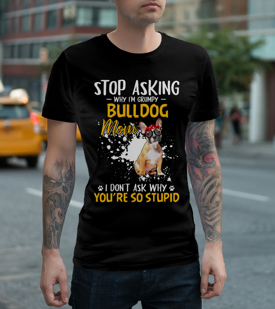 Stop Asking Why I'm Grumpy Bulldog Mom I Don't Ask Why You're So Stupid T-Shirt