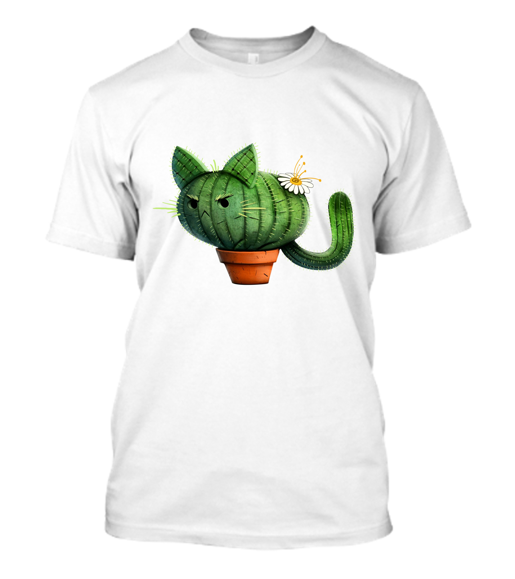 Cat Cactus With Flower In Pot T-Shirt