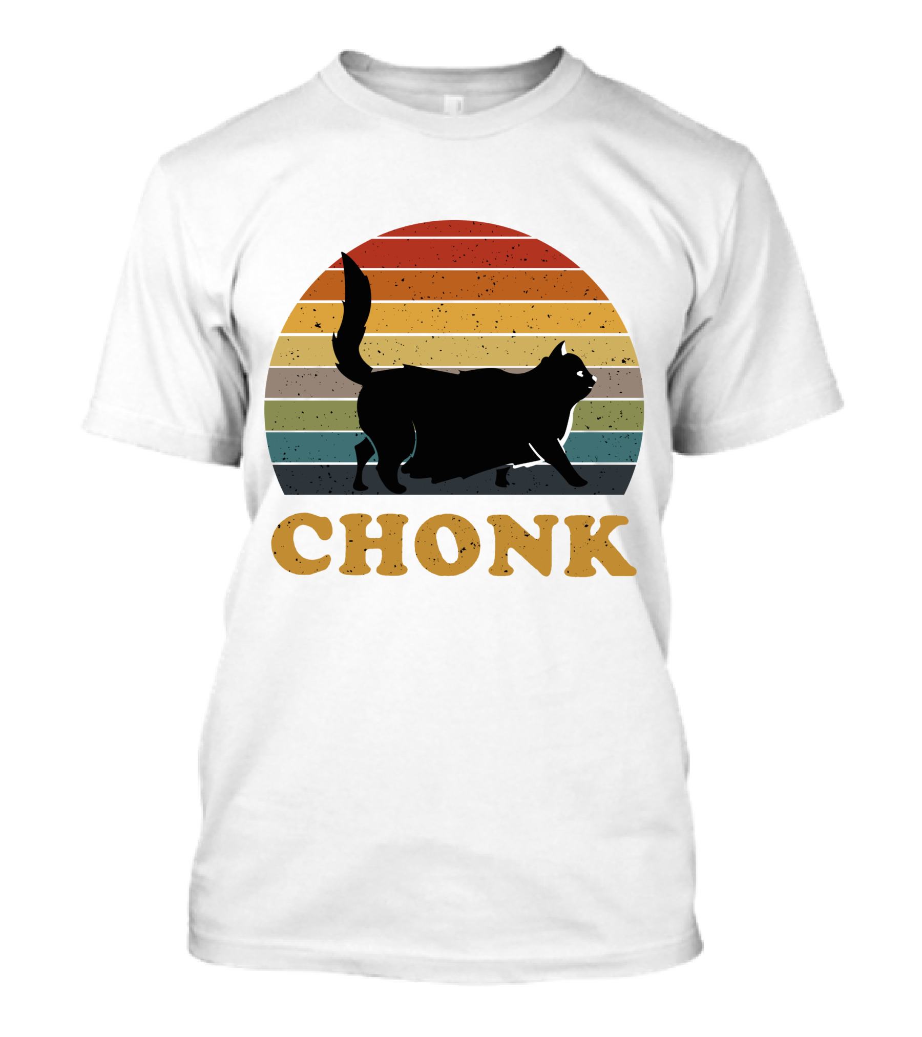 Retro Striped Chonk Cat T-Shirt