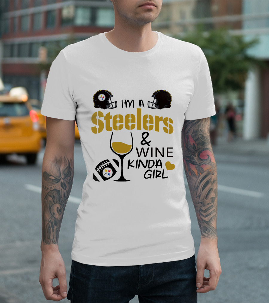 I'm A Steelers And Wine Kinda Girl Heart T-Shirt