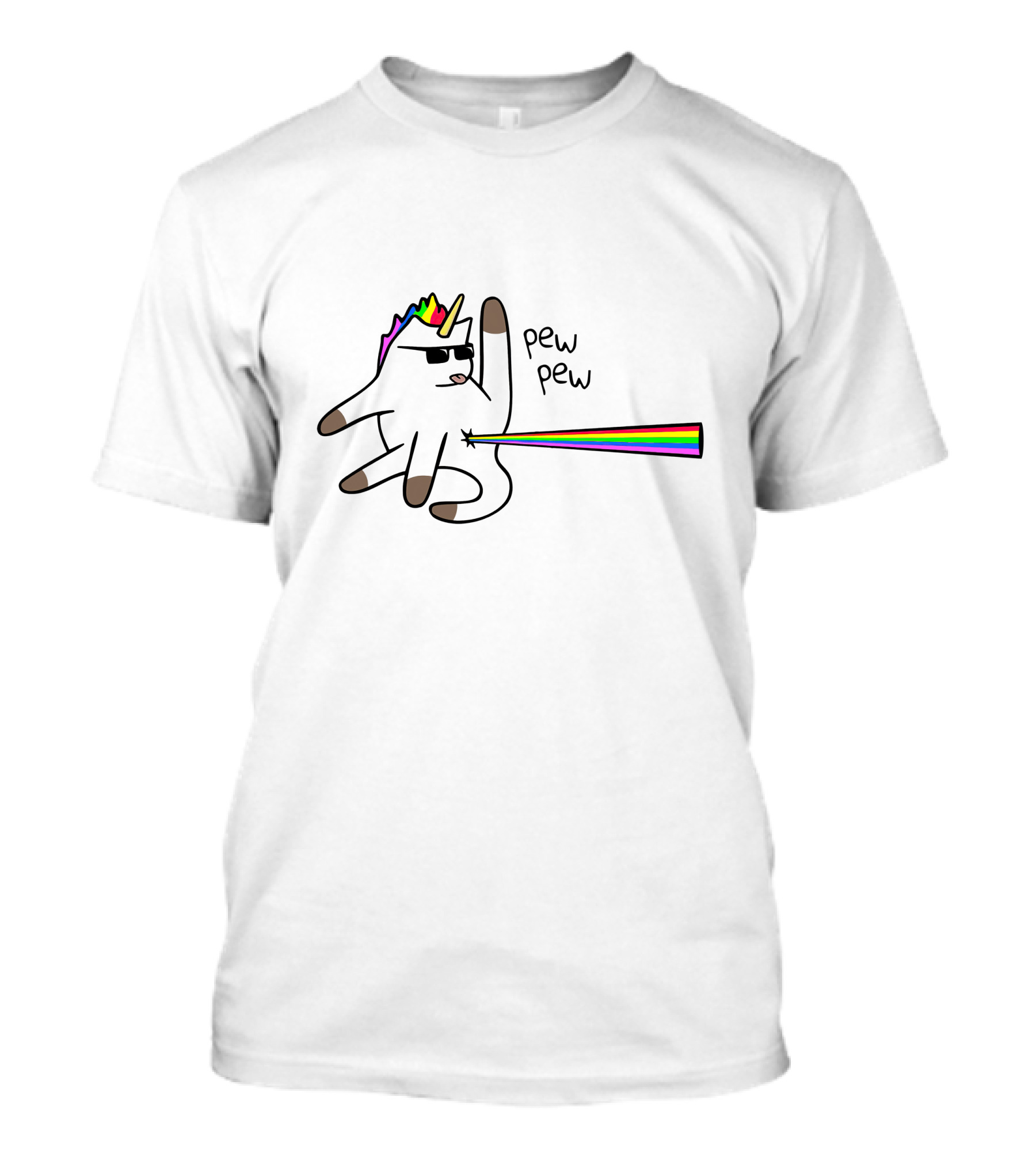 Unicorn Pew Pew Rainbow Laser Cat T-Shirt