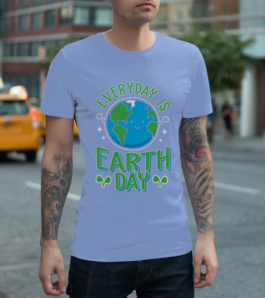 Everyday Is Earth Day Happy Planet With Leaves T-Shirt