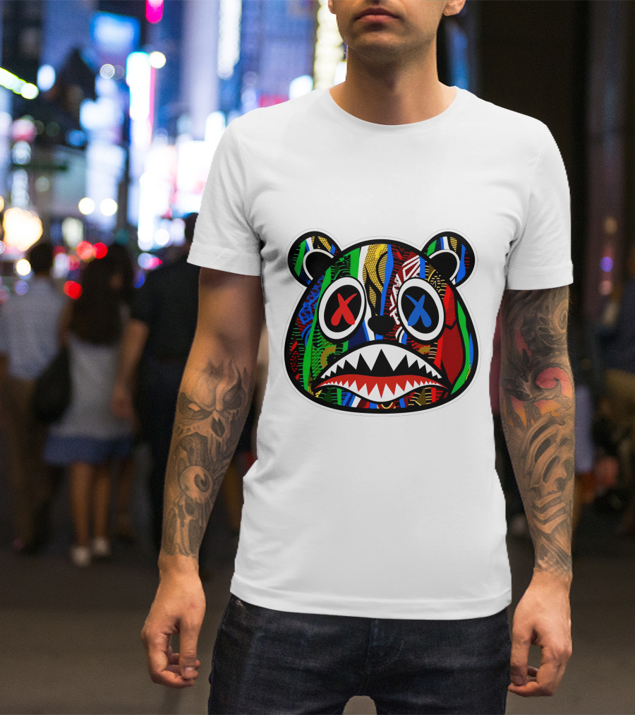 Crazy Baws Moneyatti Reps Colorful Bear Face With X Eyes T-Shirt
