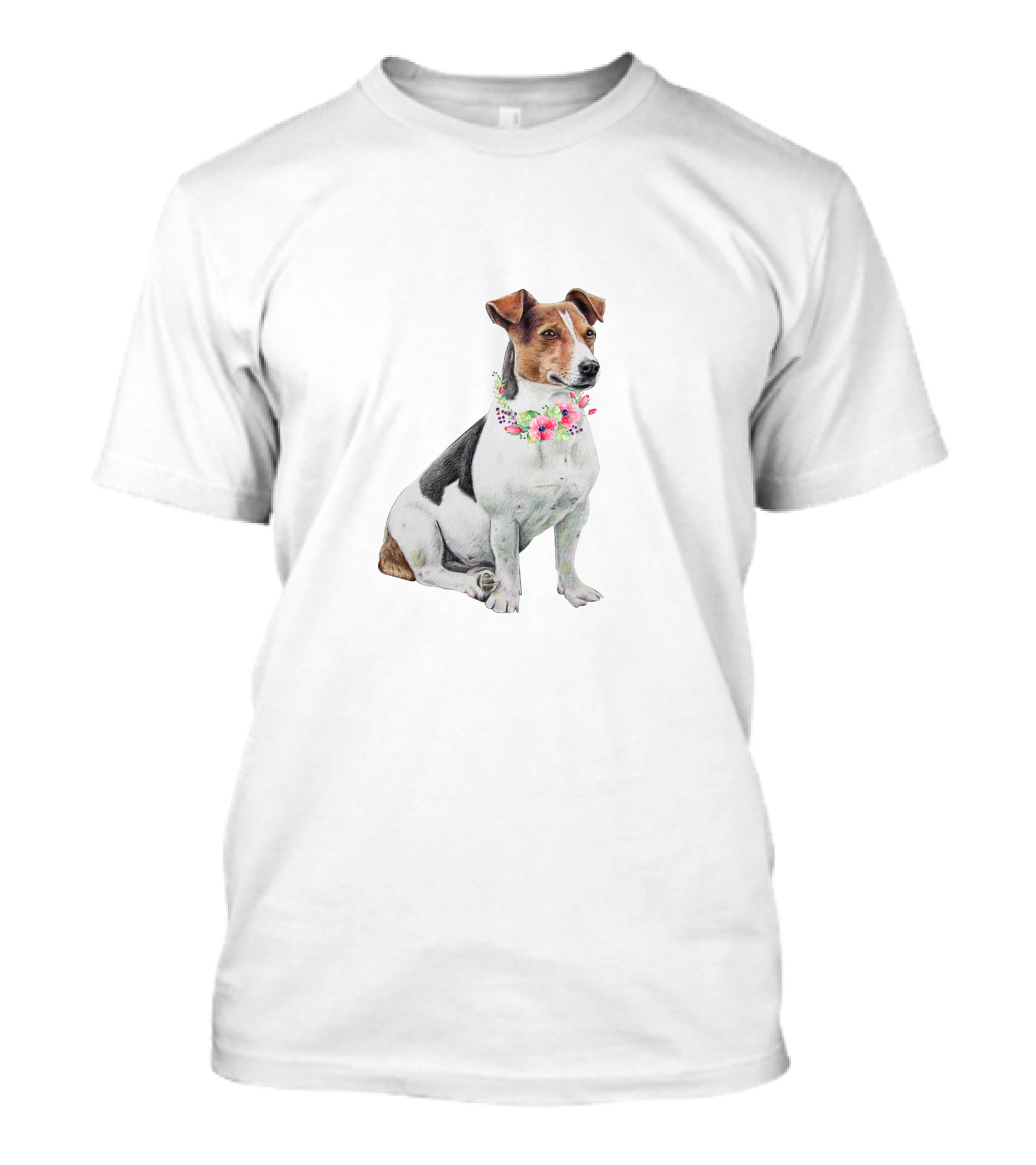 Jack Russell Terrier With Floral Neckpiece T-Shirt