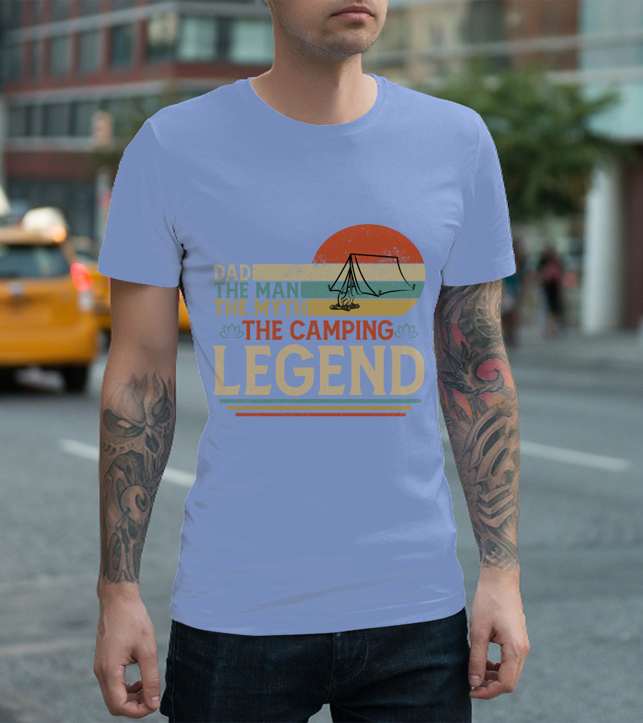 Dad The Man The Myth The Camping Legend Retro Tent T-Shirt