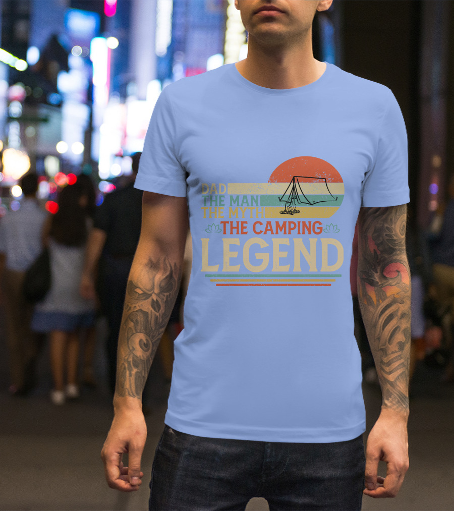 Dad The Man The Myth The Camping Legend Retro Tent T-Shirt