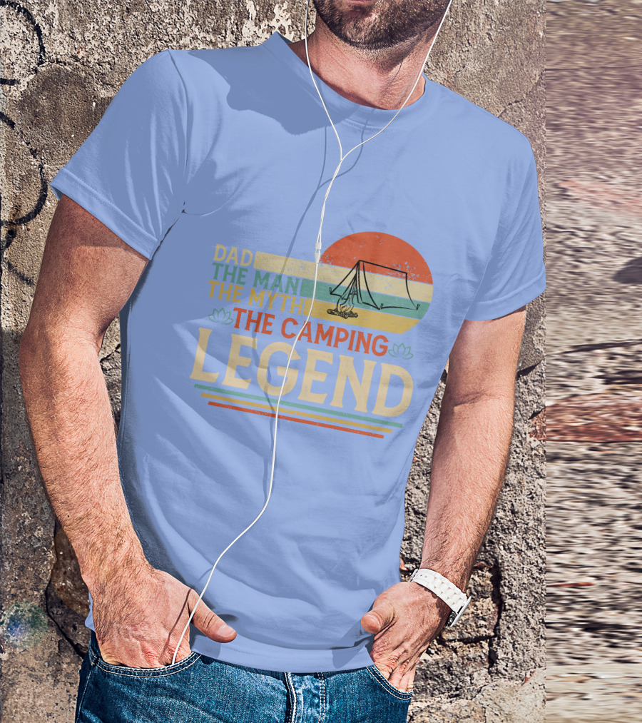Dad The Man The Myth The Camping Legend Retro Tent T-Shirt