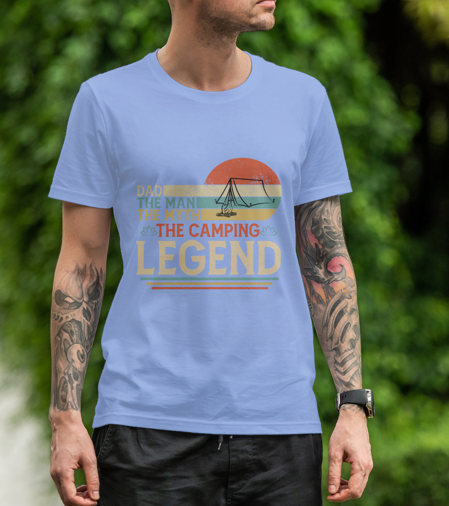 Dad The Man The Myth The Camping Legend Retro Tent T-Shirt