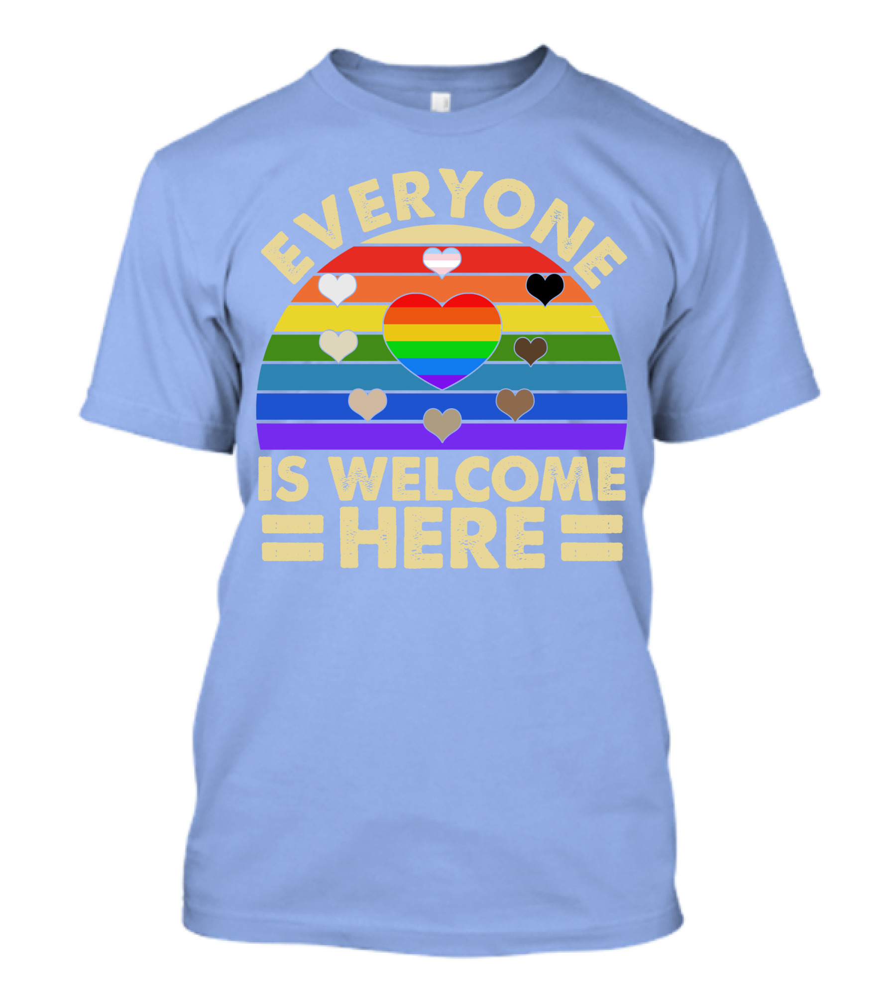 Everyone Is Welcome Here Heart Rainbow LGBT T-Shirt