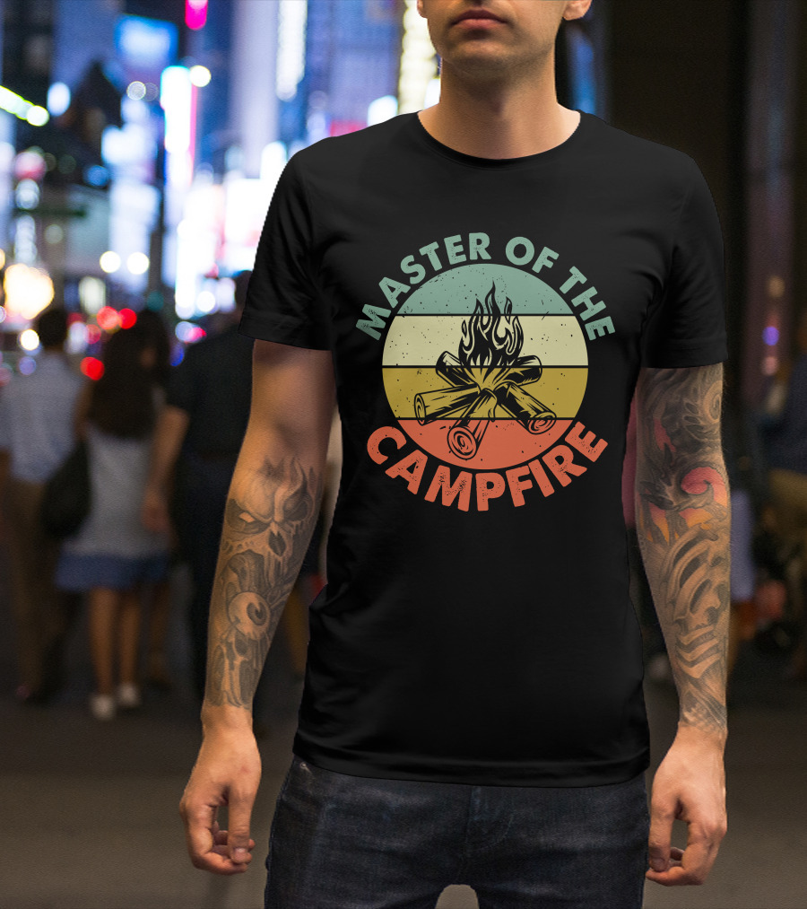 Master Of The Campfire Dad Camping Retro Style (ao NAVY) T-Shirt