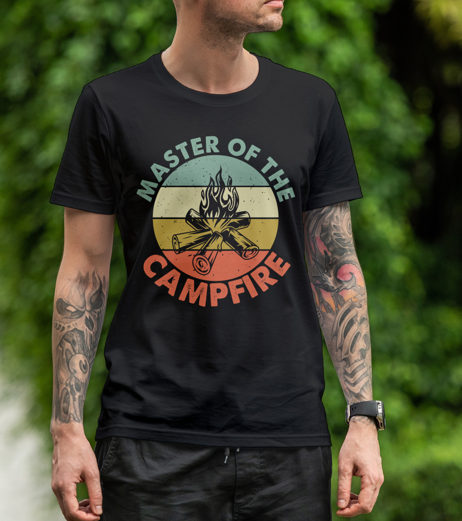 Master Of The Campfire Dad Camping Retro Style (ao NAVY) T-Shirt