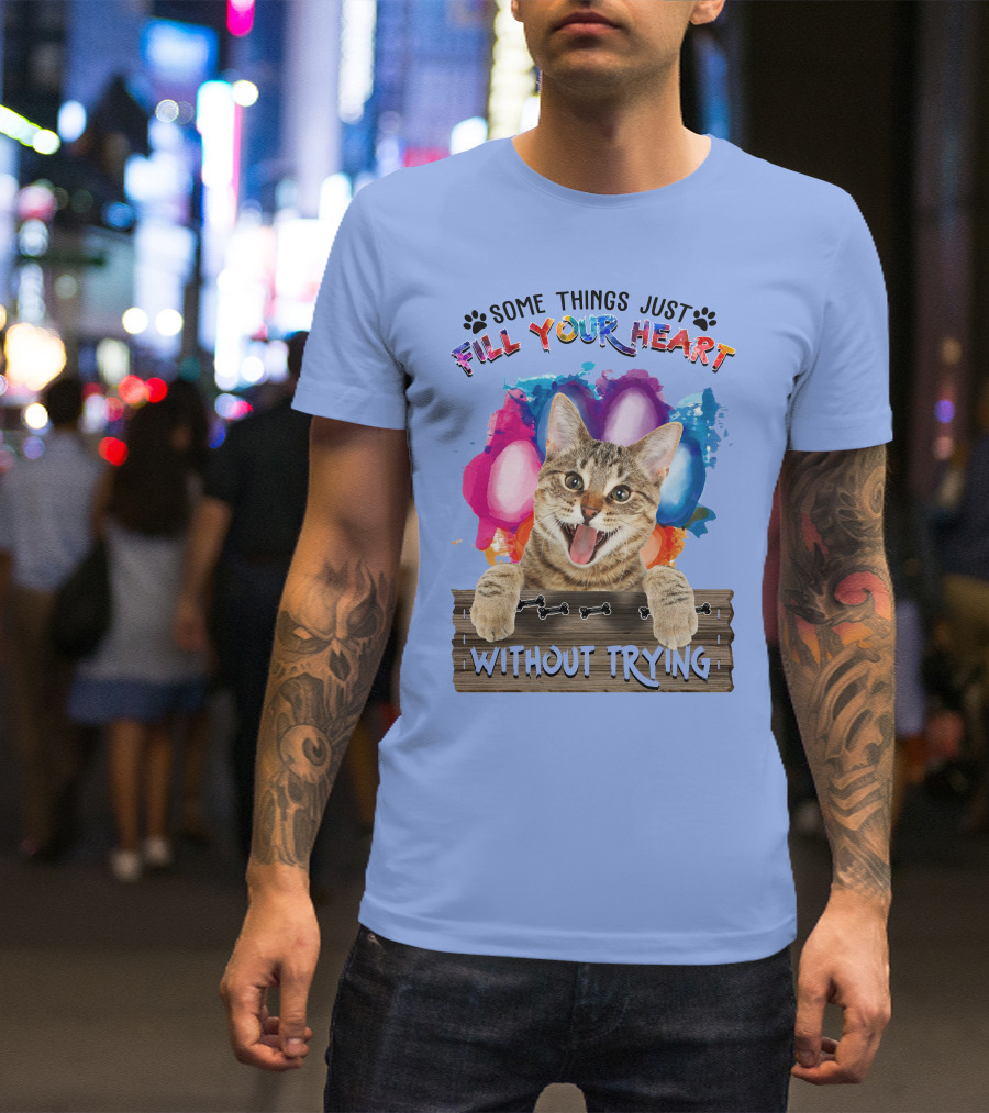 Some Things Just Fill Your Heart Without Trying Cat And Colorful Balloons T-Shirt