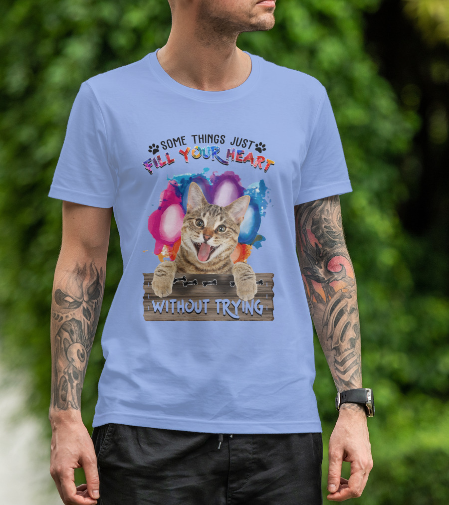 Some Things Just Fill Your Heart Without Trying Cat And Colorful Balloons T-Shirt