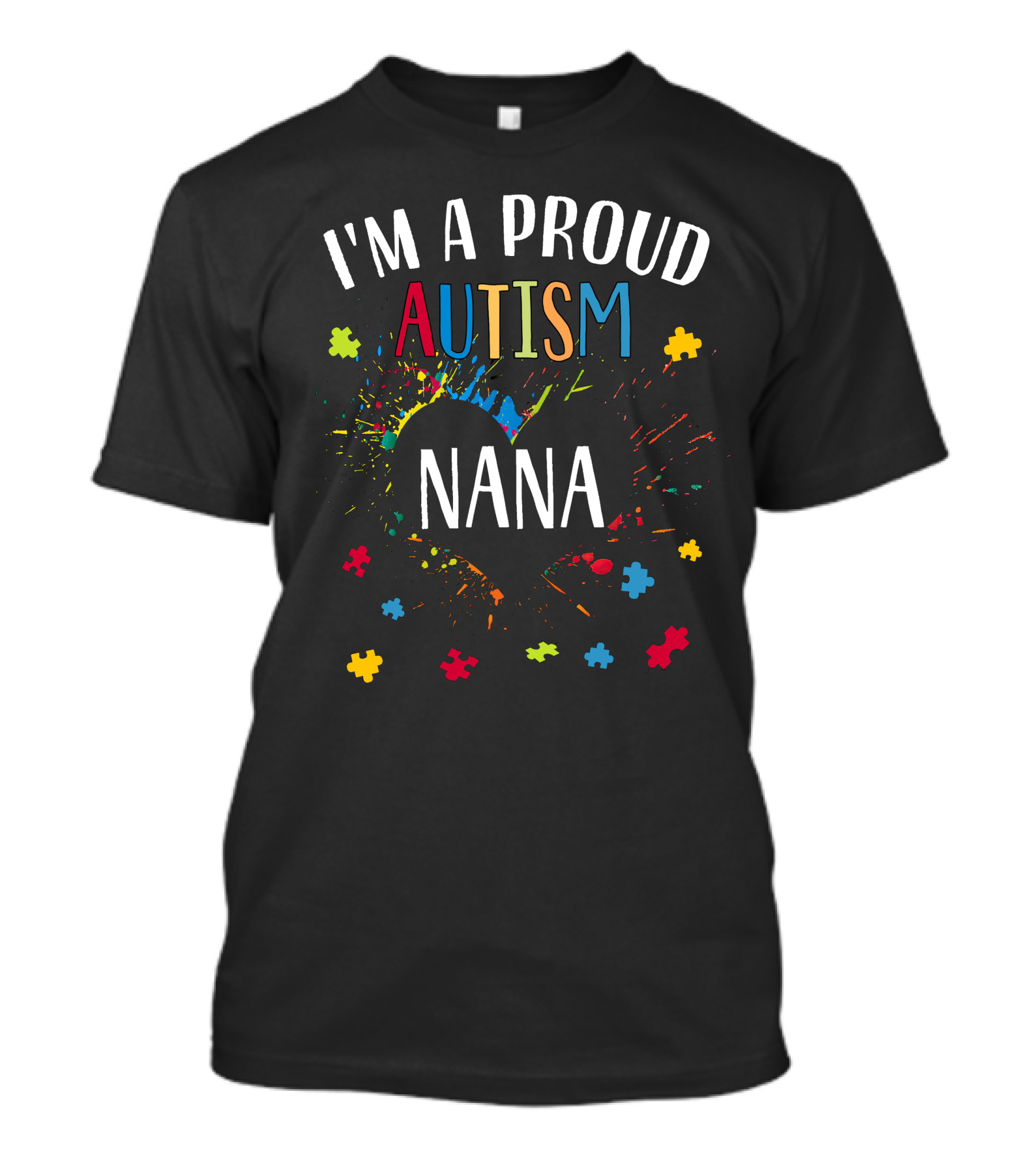 I'm A Proud Autism Nana Puzzle Heart Autism Awareness T-Shirt