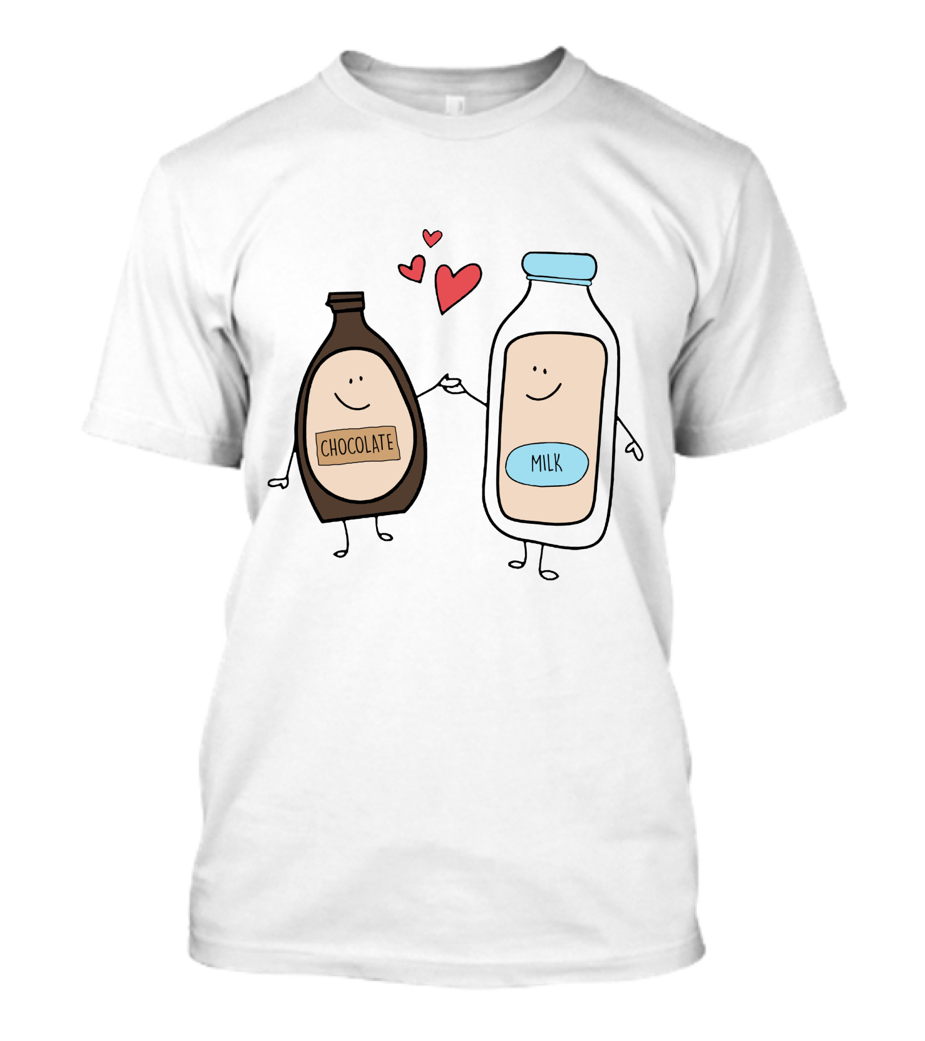 Better Together Chocolate Milk Drinkers Valentine Day Hearts Smiling Bottles T-Shirt