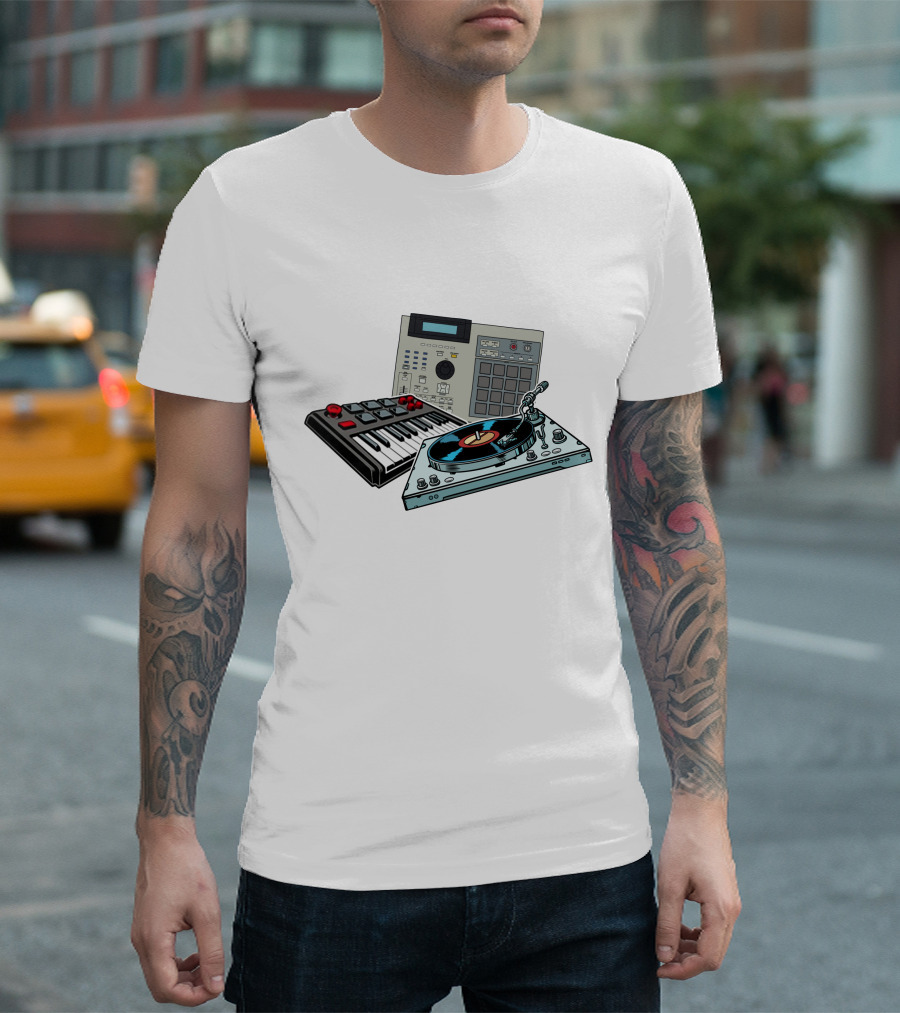 Drum Machine MIDI Keyboard Turntable Hip Hop Boom Bap Producer T-Shirt