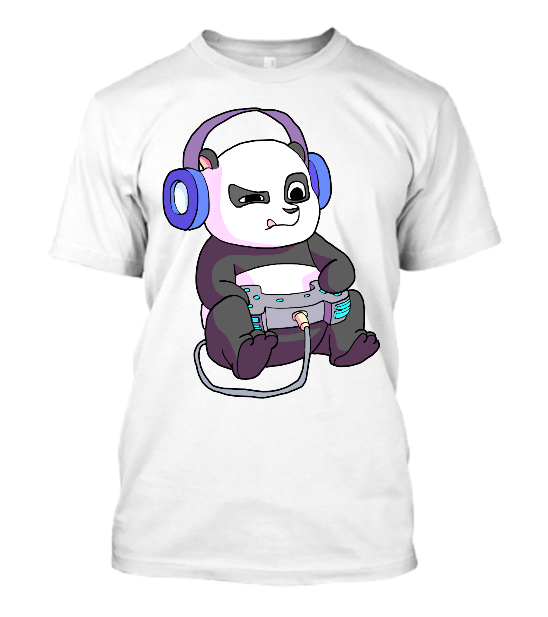 Gamer Girl Teen Panda With Headphones And Game Controller T-Shirt