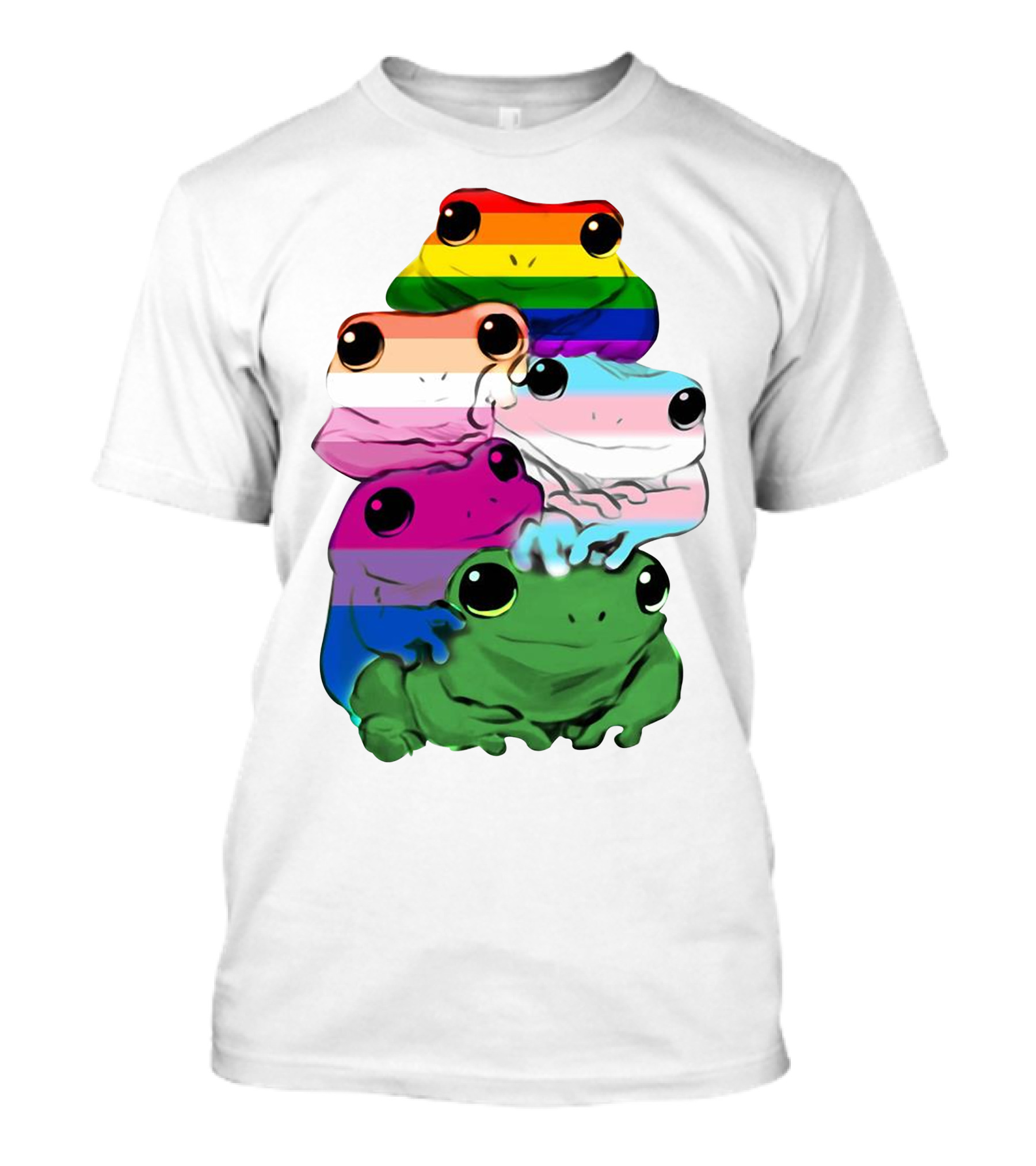 Rainbow Pride LBGT Frog Squad Inclusive Colors T-Shirt