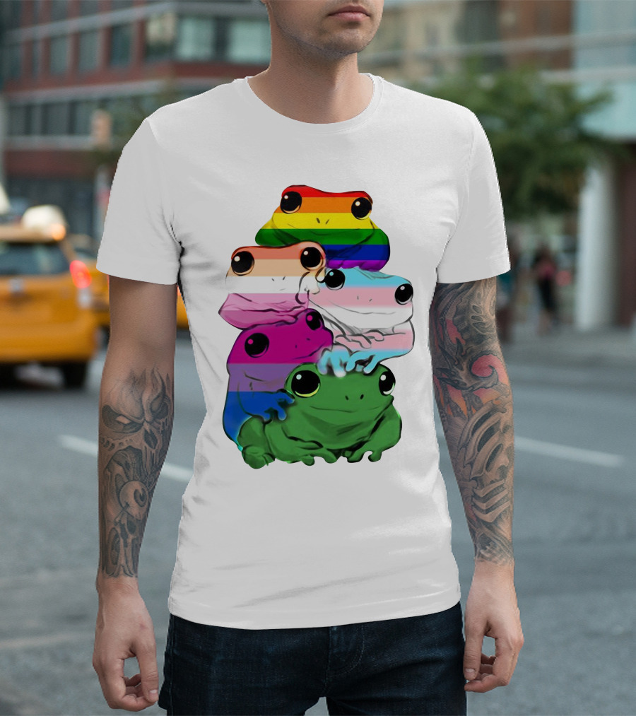 Rainbow Pride LBGT Frog Squad Inclusive Colors T-Shirt