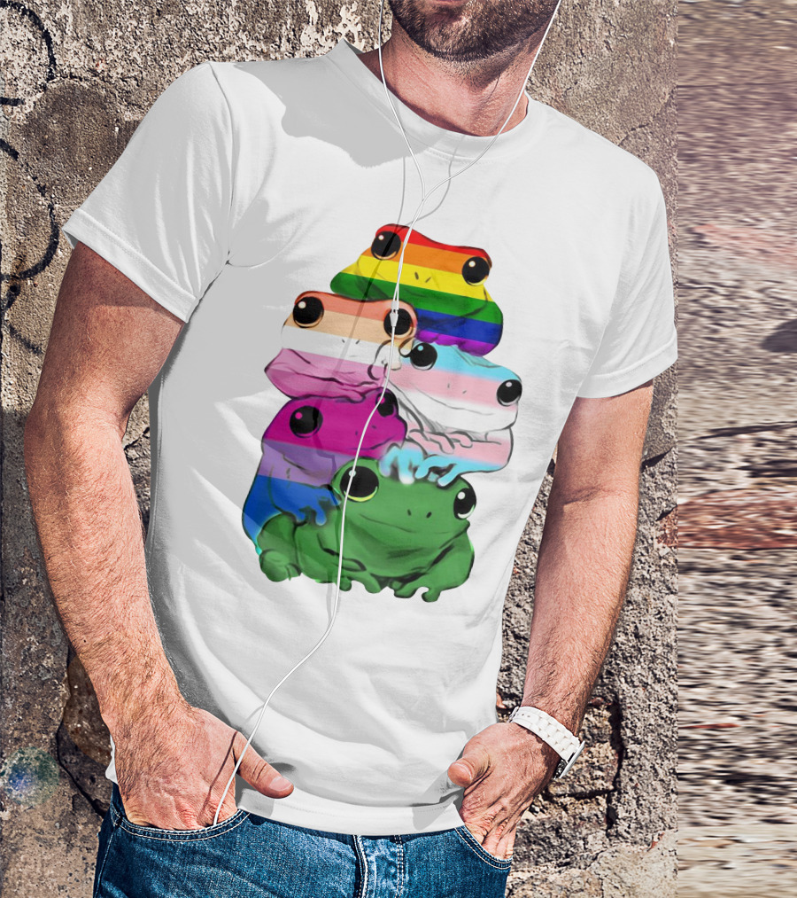 Rainbow Pride LBGT Frog Squad Inclusive Colors T-Shirt