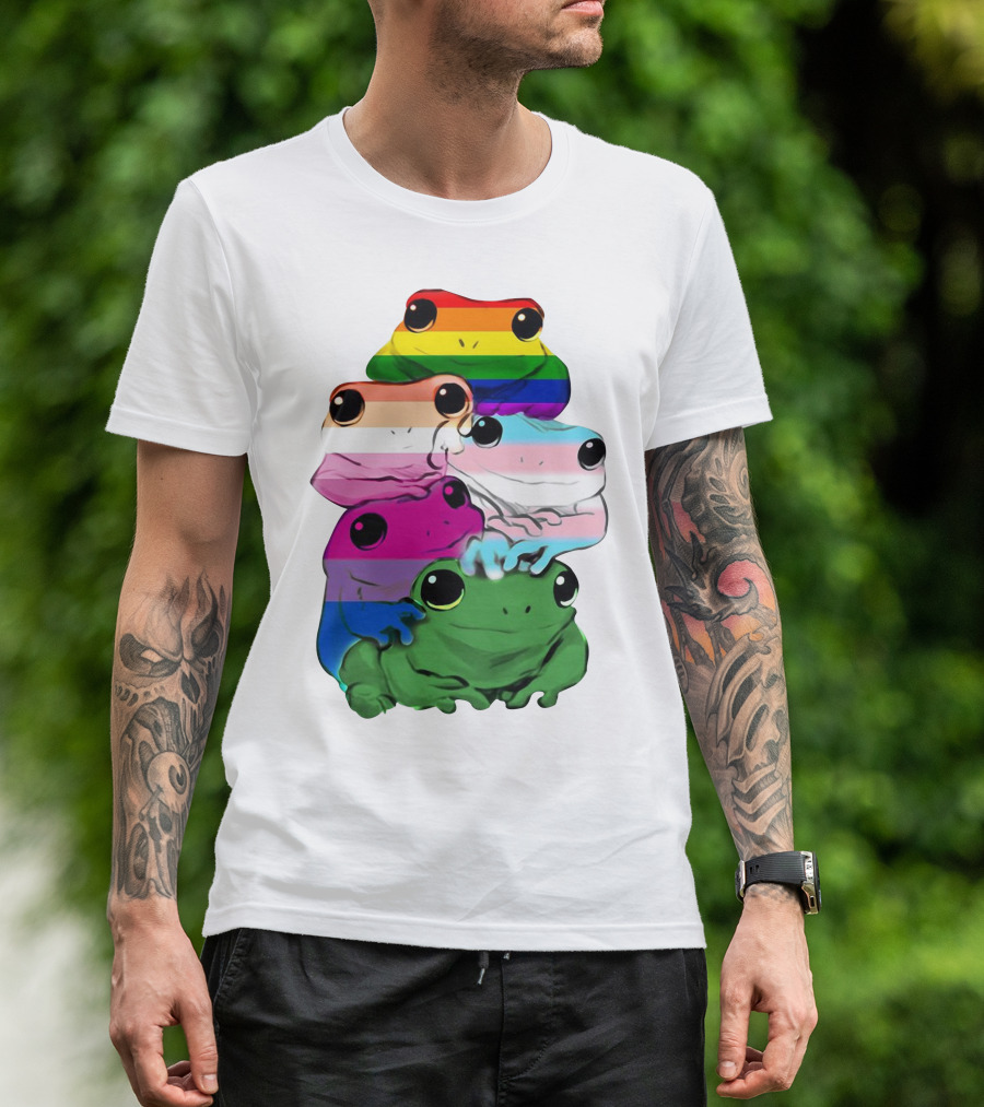 Rainbow Pride LBGT Frog Squad Inclusive Colors T-Shirt