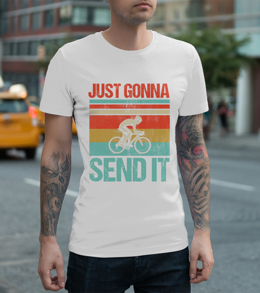 RD Vintage Cycling Just Gonna Send It Retro Bike Racer Fun T-Shirt