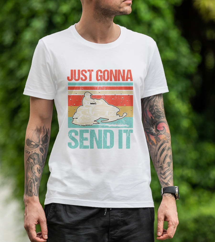 Just Gonna Send It Funny Vintage Snowmobiling T-Shirt