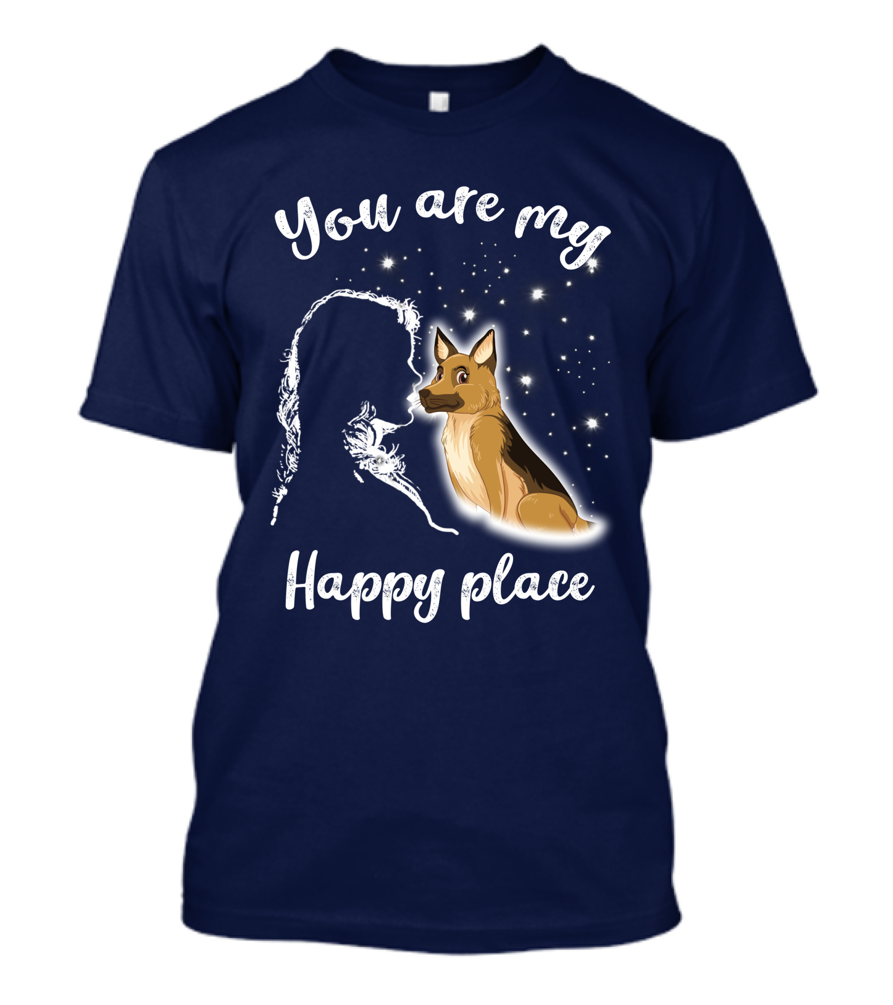 You Are My Happy Place RD German Shepherd Dog Silhouette And Stars T-Shirt