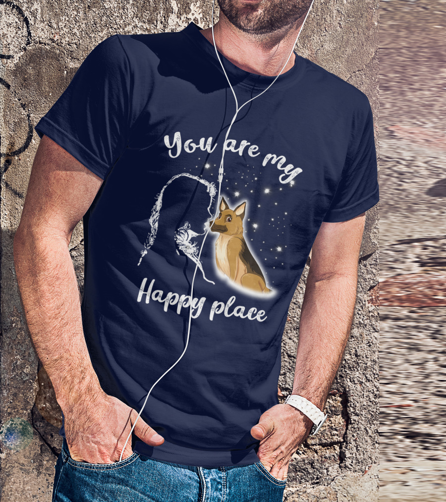 You Are My Happy Place RD German Shepherd Dog Silhouette And Stars T-Shirt