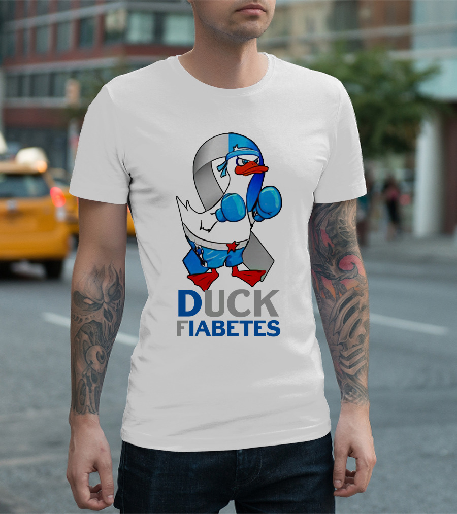 Duck Fiabetes Boxing Ribbon Cartoon T-Shirt
