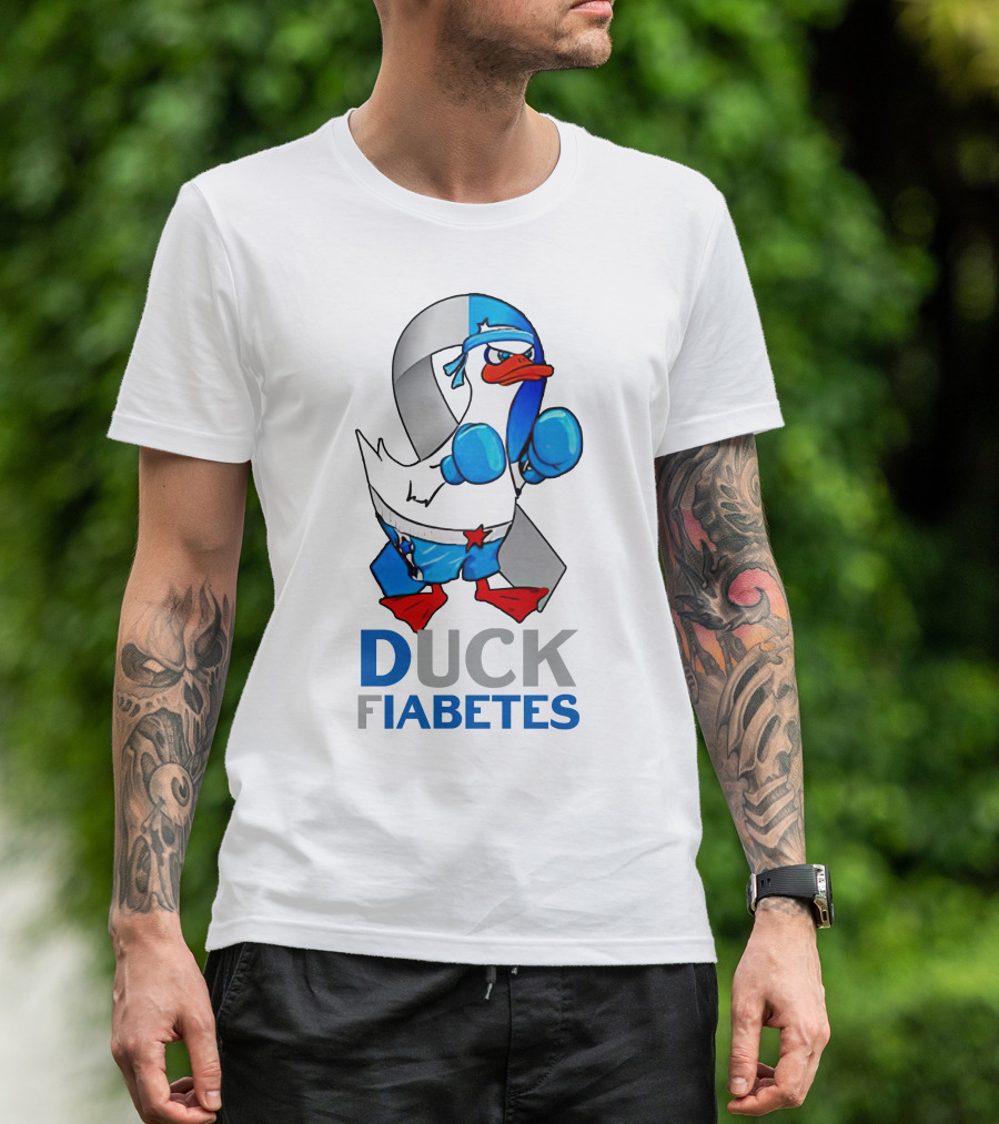 Duck Fiabetes Boxing Ribbon Cartoon T-Shirt