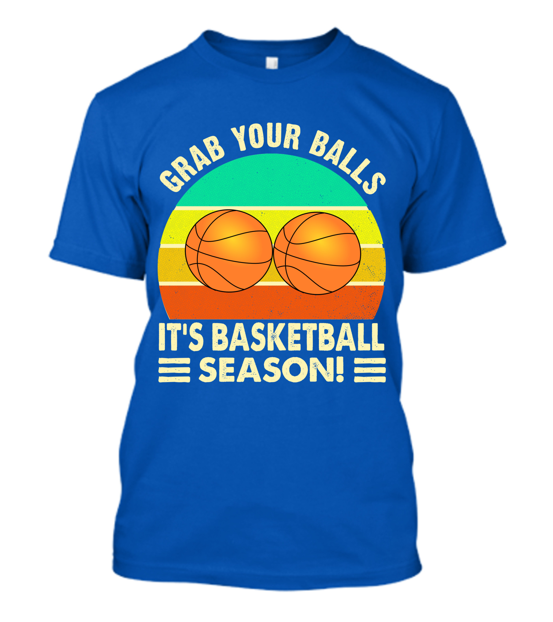 Grab Your Balls It's Basketball Season Vintage Sunset Basketballs T-Shirt
