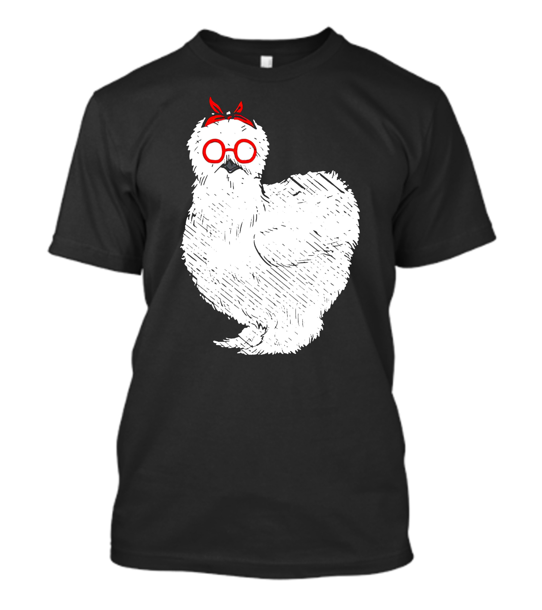 Funny Silky Chicken Silkie Chicken With Red Bandana And Glasses T-Shirt
