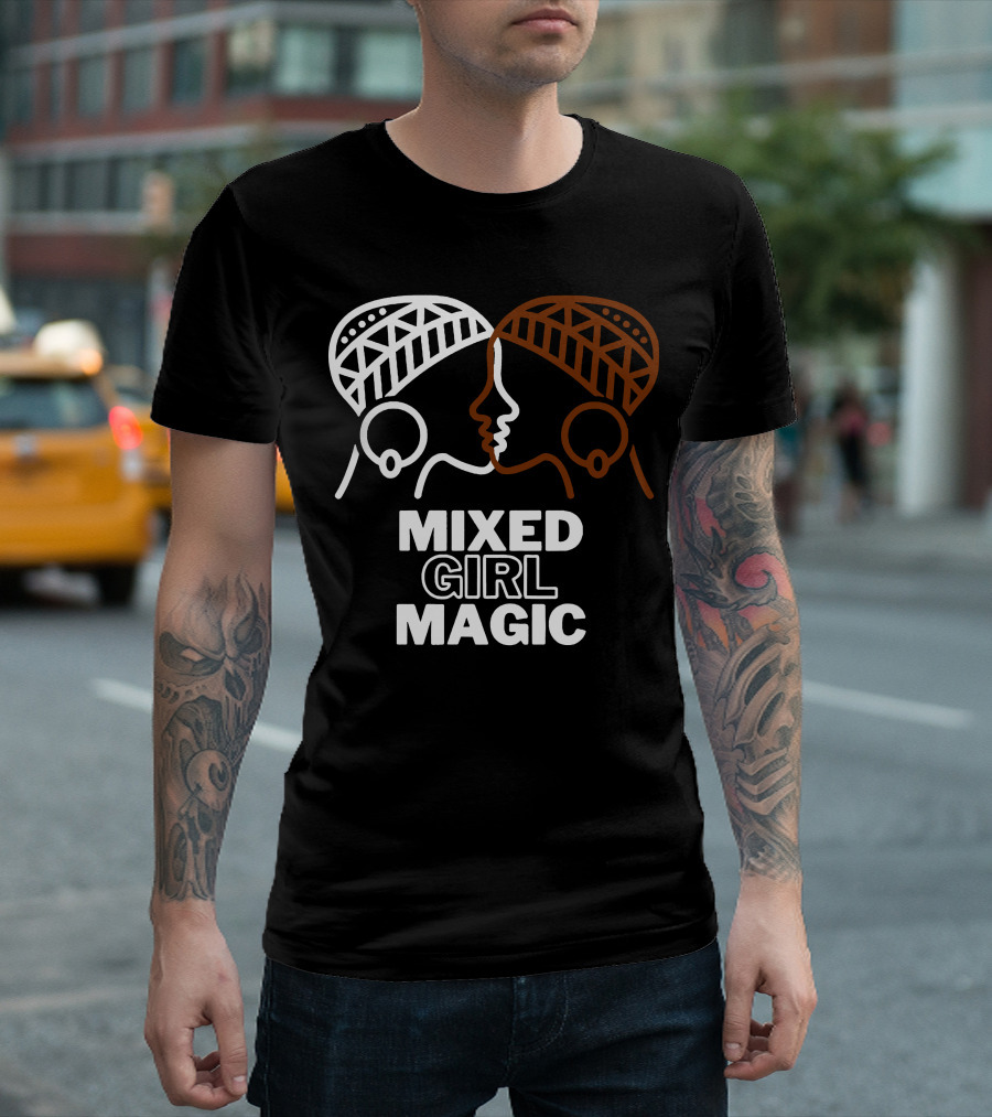 Mixed Girl Magic Biracial Girls Iconic Faces Cultural T-Shirt