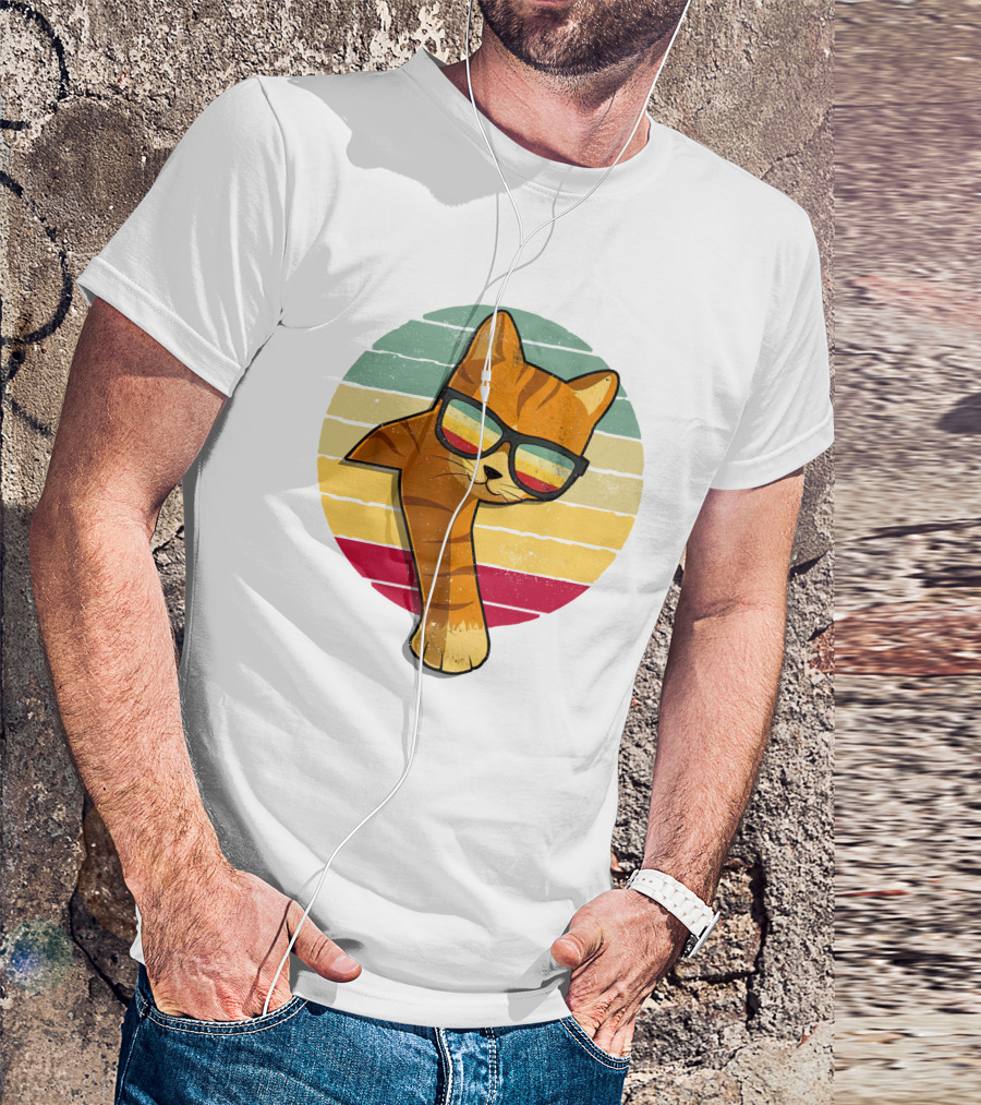 Vintage Style Sunglasses Orange Tabby Cat Lover T-Shirt