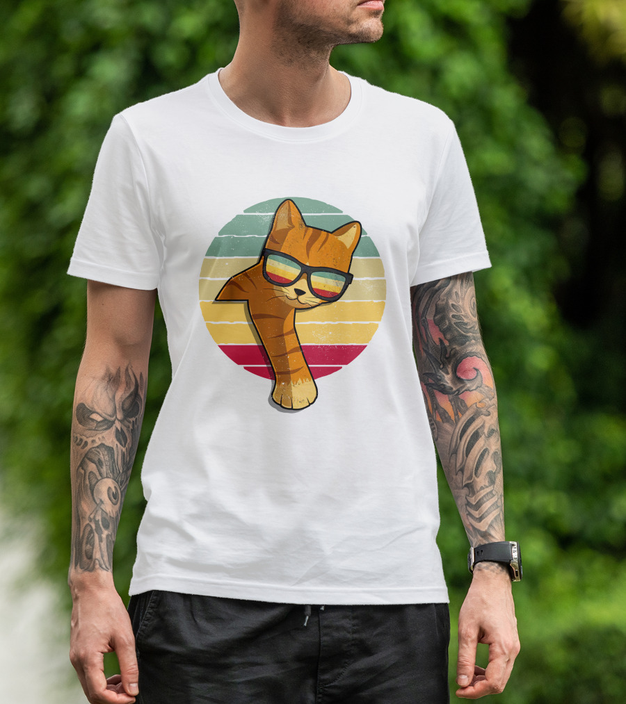 Vintage Style Sunglasses Orange Tabby Cat Lover T-Shirt