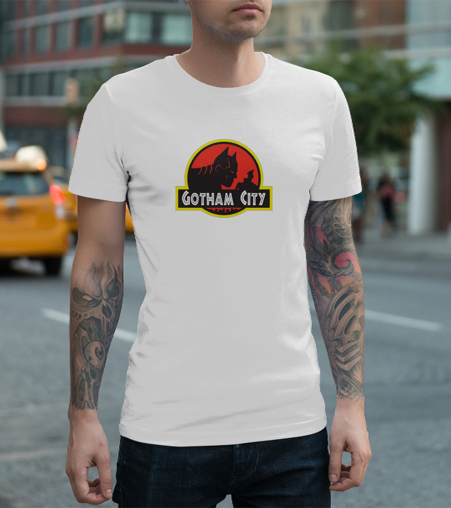 Gotham City Jurassic Park Batman Logo Mashup T-Shirt
