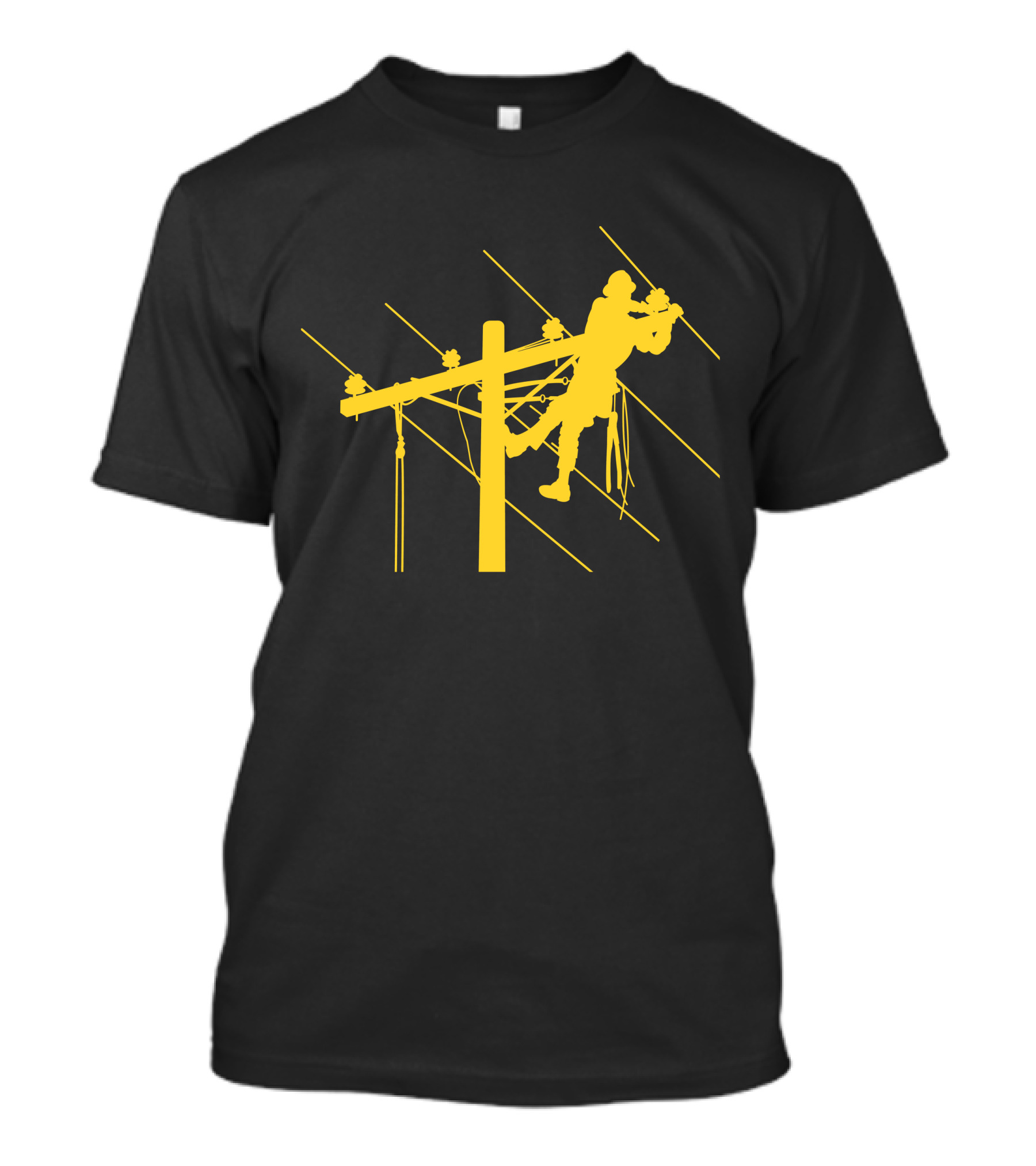 Lineman Essential Electrical Utility Worker Climbing Power Pole T-Shirt