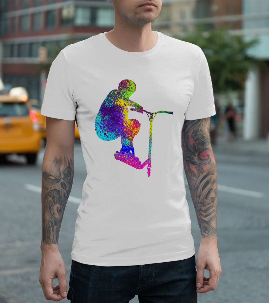 Stunt Scooter Trick Jump In PopArt T-Shirt