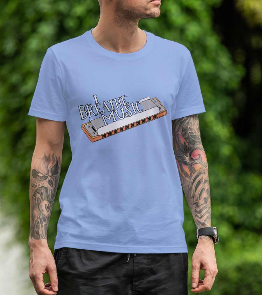 I Breathe Music Harmonica T-Shirt