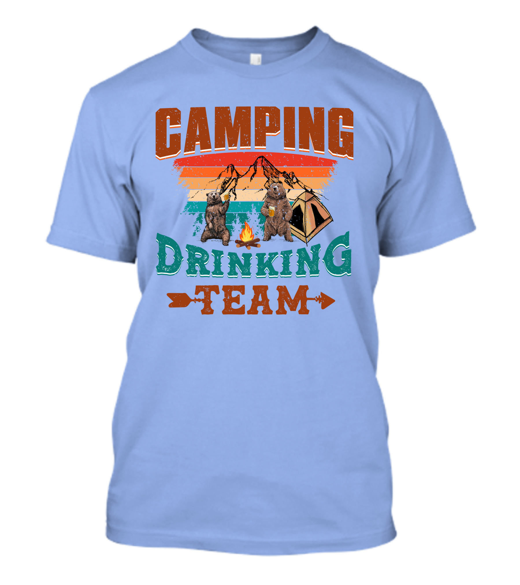 Camping Drinking Team Bears Campfire Tent Adventure T-Shirt