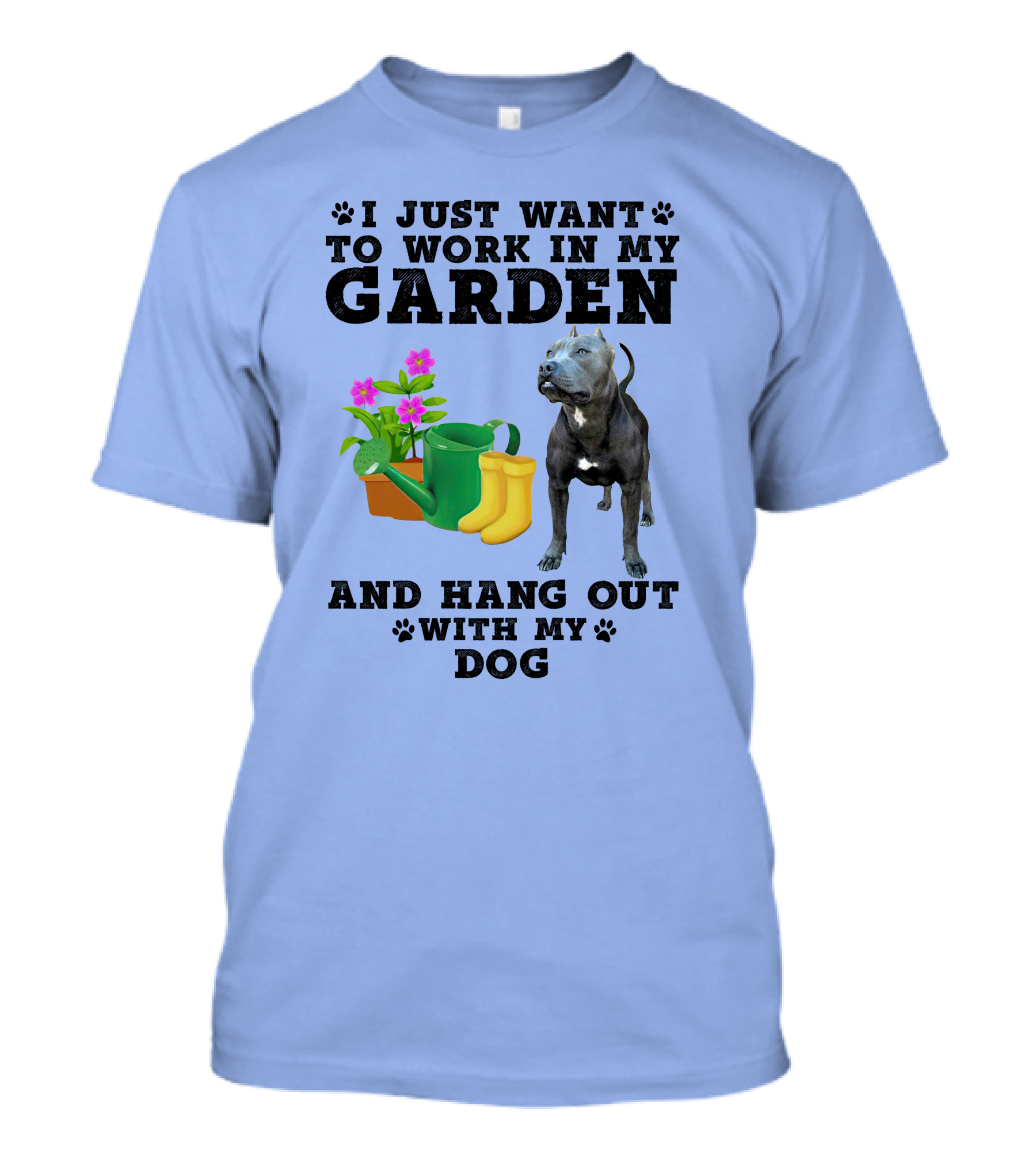 Pitbull Gardening And Dog Companionship Enthusiast Paw Prints T-Shirt