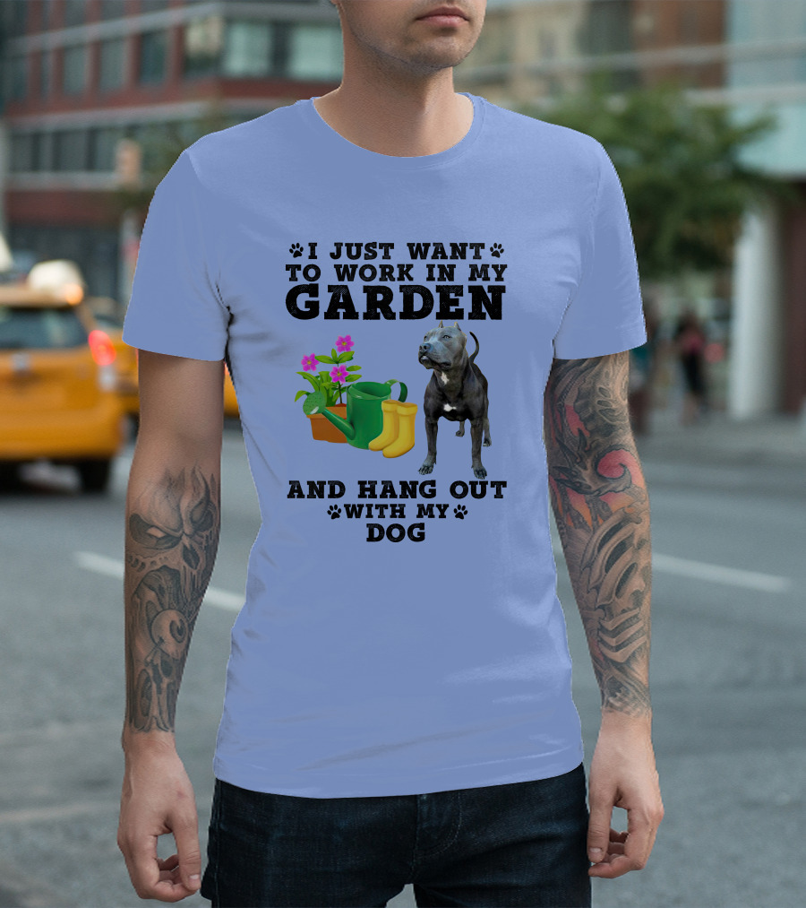 Pitbull Gardening And Dog Companionship Enthusiast Paw Prints T-Shirt