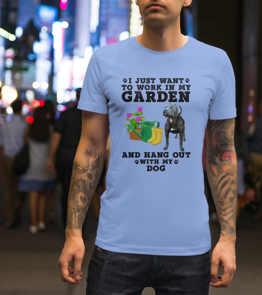 Pitbull Gardening And Dog Companionship Enthusiast Paw Prints T-Shirt