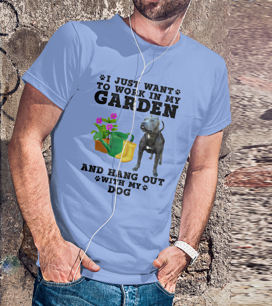 Pitbull Gardening And Dog Companionship Enthusiast Paw Prints T-Shirt
