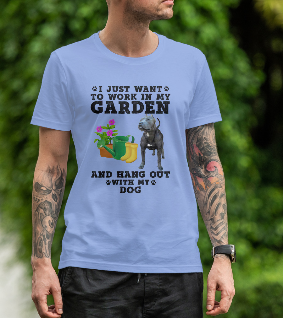 Pitbull Gardening And Dog Companionship Enthusiast Paw Prints T-Shirt