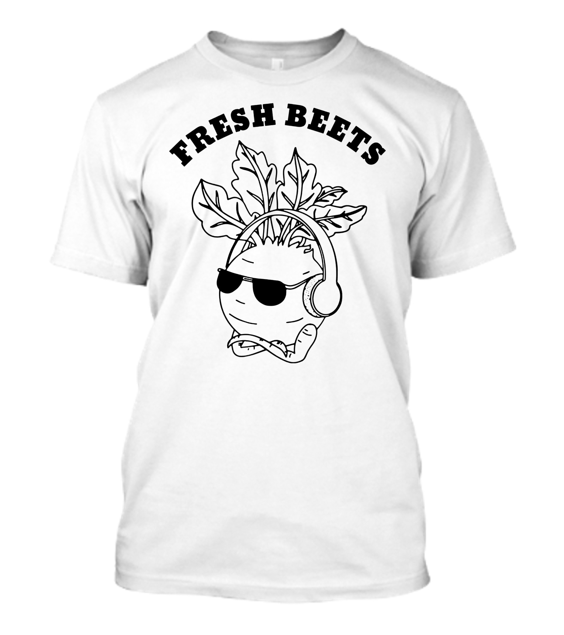 Fresh Beets Organic Vegetable Listening To Music With Headphones And Sunglasses T-Shirt