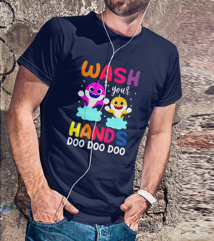 Wash Your Hands Doo Doo Doo Baby Shark Kids Song Music T-Shirt