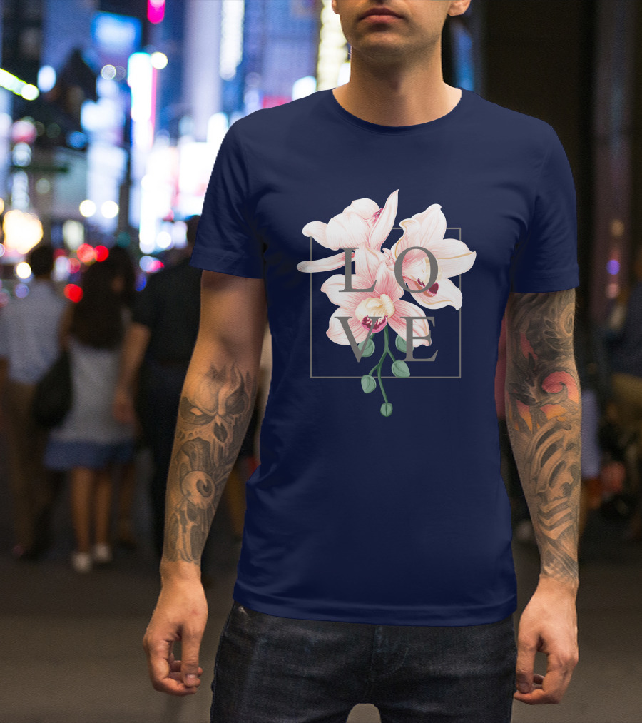 LOVE Minimalist Orchid Blooms T-Shirt