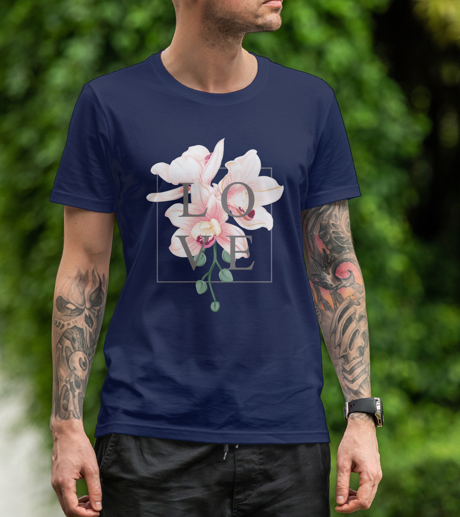 LOVE Minimalist Orchid Blooms T-Shirt
